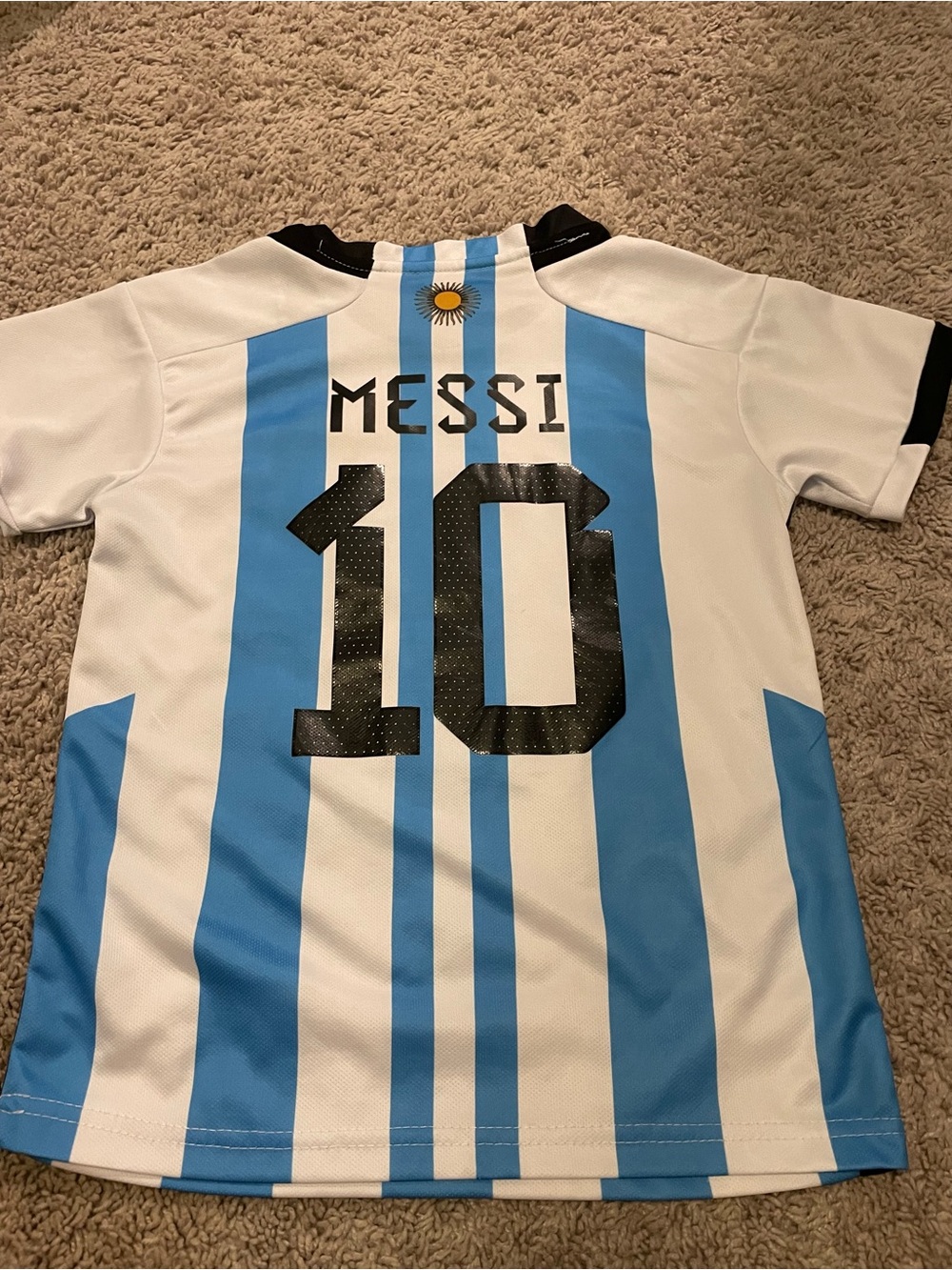Lionel Messi Argentina #10 Soccer Jersey - White & Sky Blue